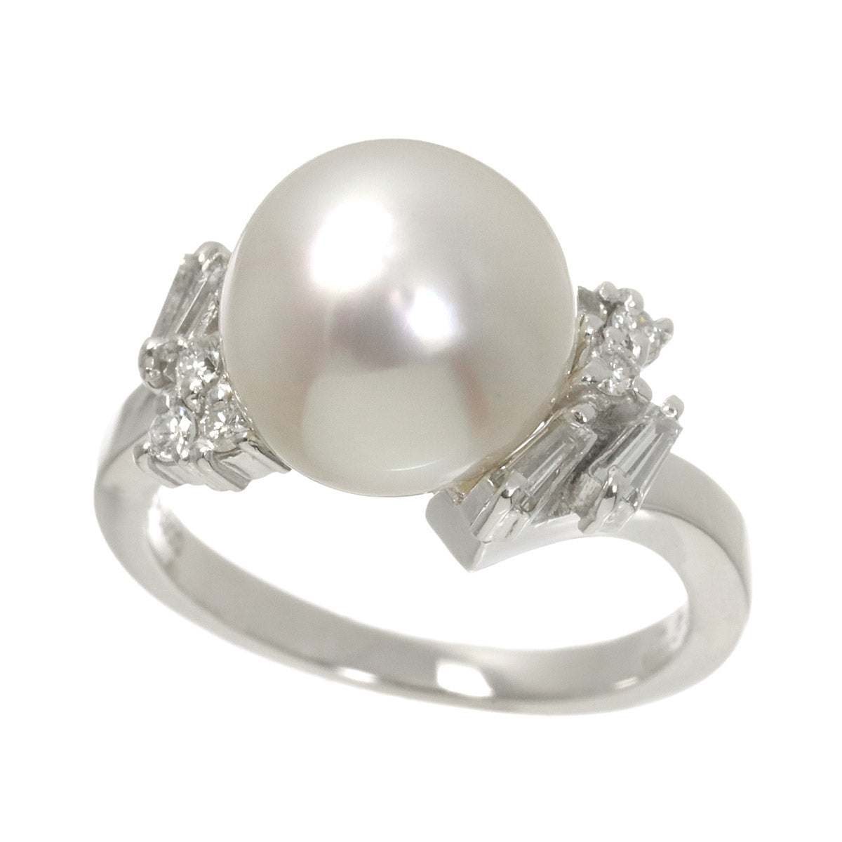 South Sea pearl 10.3mm Diamond 0.31ct Ring Pt size5.5-5.75(US)