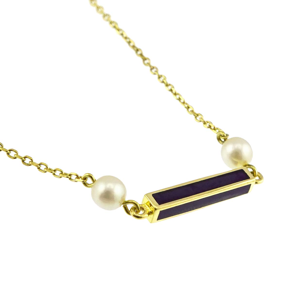 Akoya Pearl 4.3-4.1mm Enamel Necklace 18K YG 750