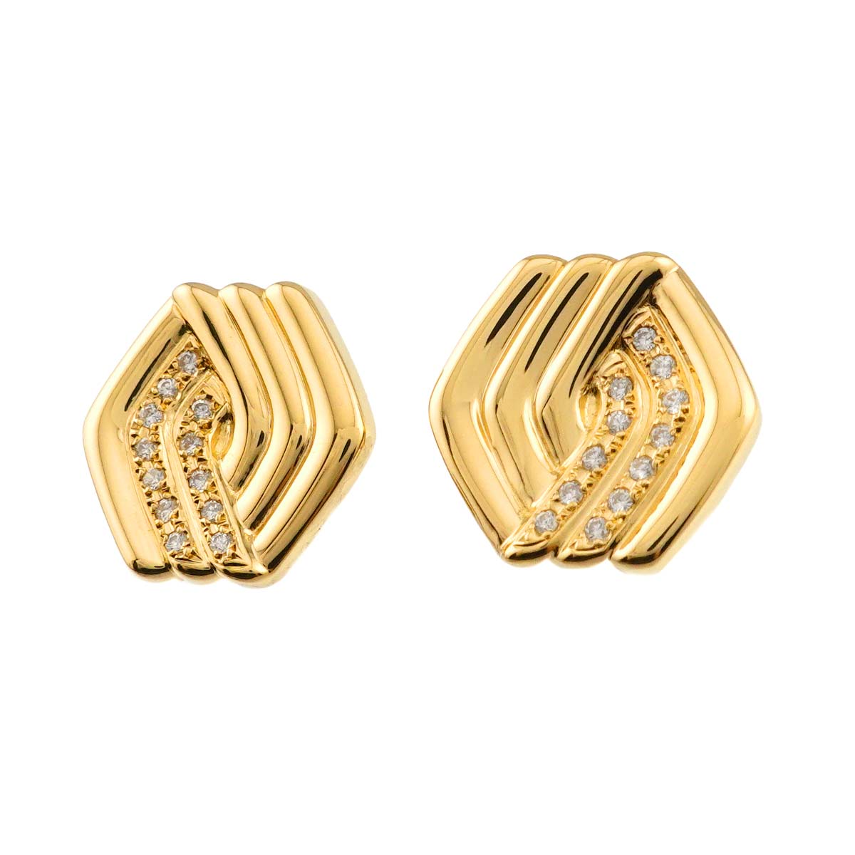 Diamond 0.15ct/0.15ct Earrings Clip on 18K YG 750