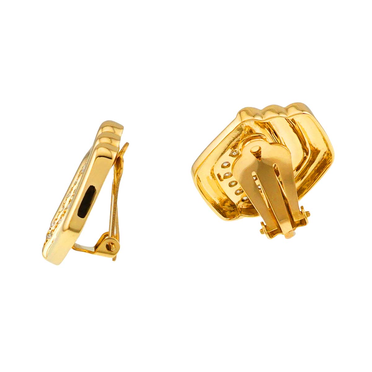 Diamond 0.15ct/0.15ct Earrings Clip on 18K YG 750