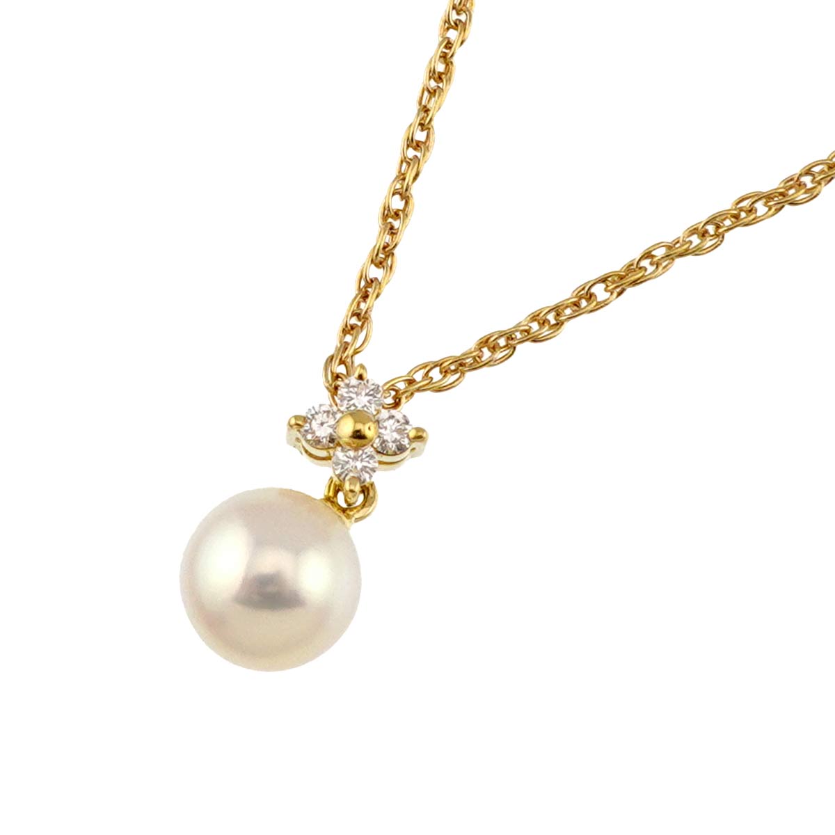 Akoya Pearl 6.3mm Diamond 0.05ct Necklace 18K YG 750