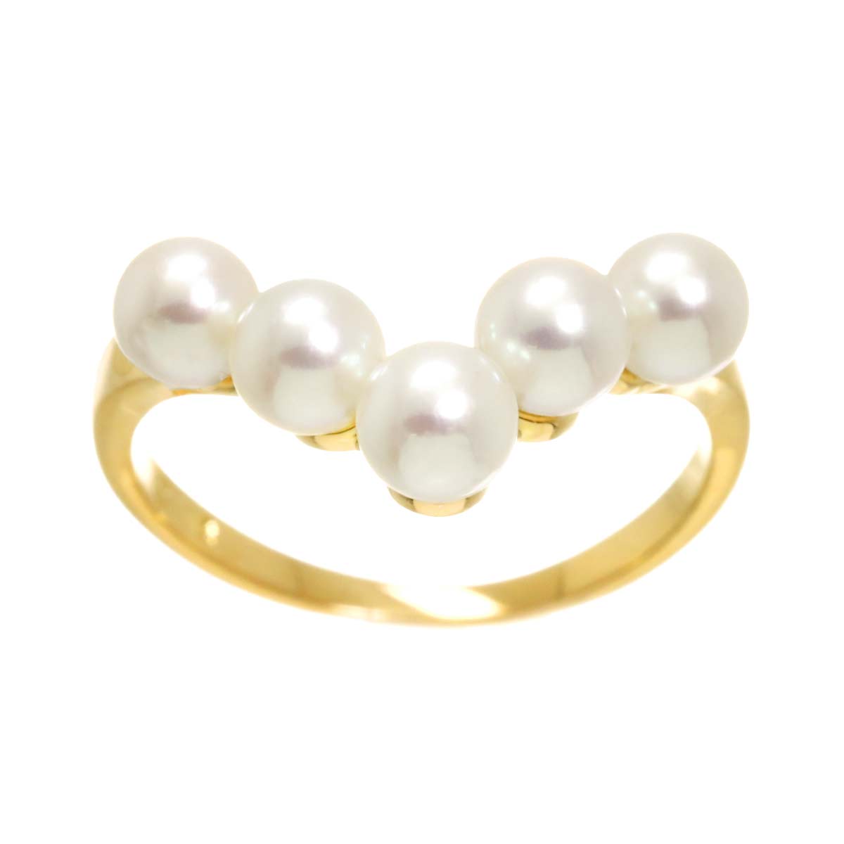 Baby Pearl 4.2-3.8mm Ring 18K YG 750 Size:4.5(US)