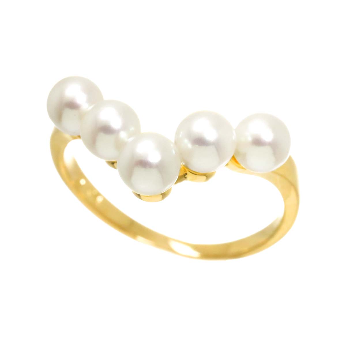 Baby Pearl 4.2-3.8mm Ring 18K YG 750 Size:4.5(US)