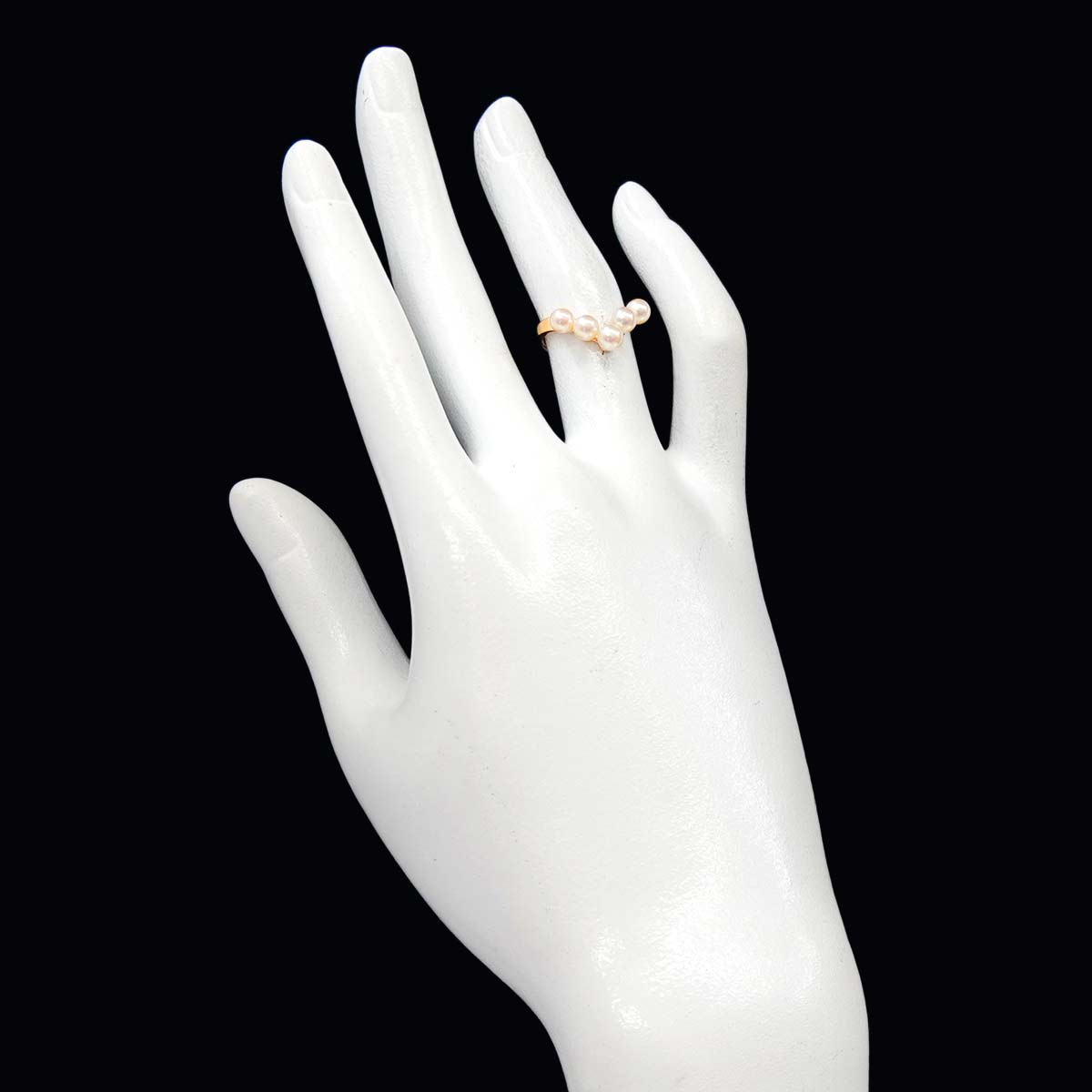Baby Pearl 4.2-3.8mm Ring 18K YG 750 Size:4.5(US)