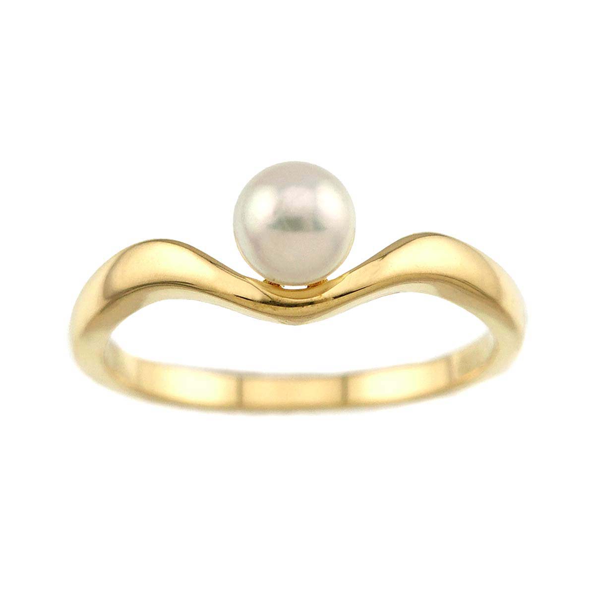 Akoya Pearl 4.5mm Diamond Ring 18K YG 750 size4.5(US)