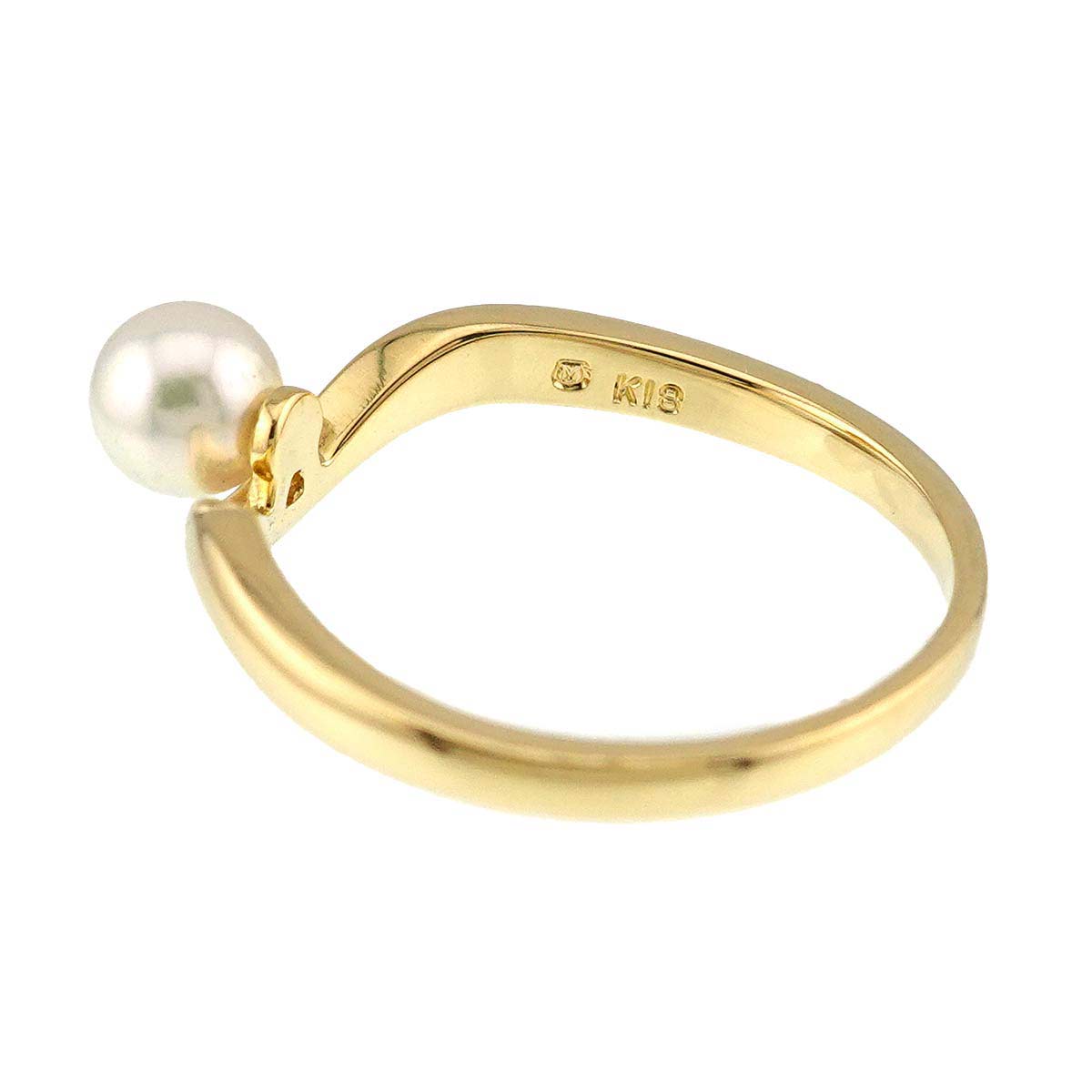 Akoya Pearl 4.5mm Diamond Ring 18K YG 750 size4.5(US)