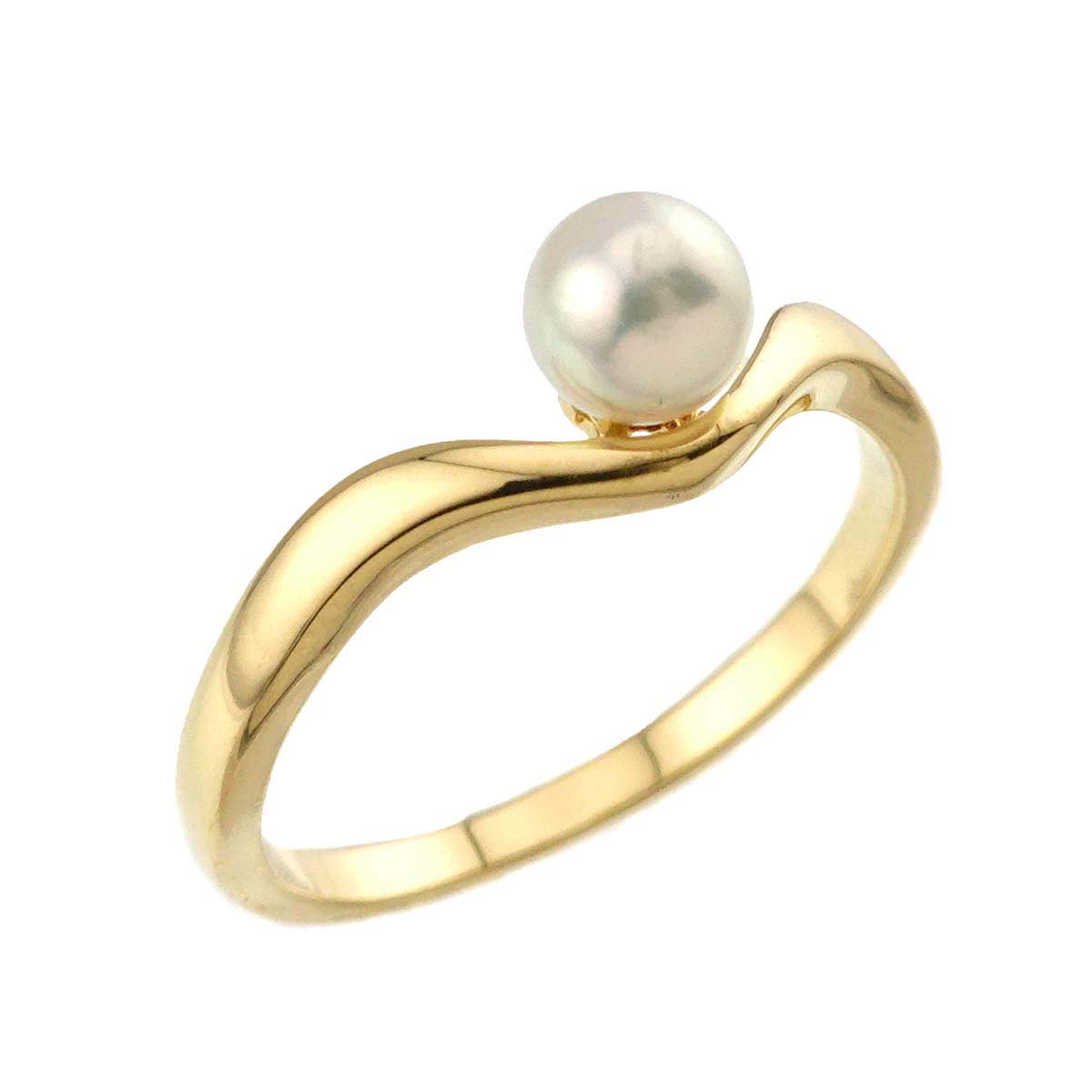 Akoya Pearl 4.5mm Diamond Ring 18K YG 750 size4.5(US)