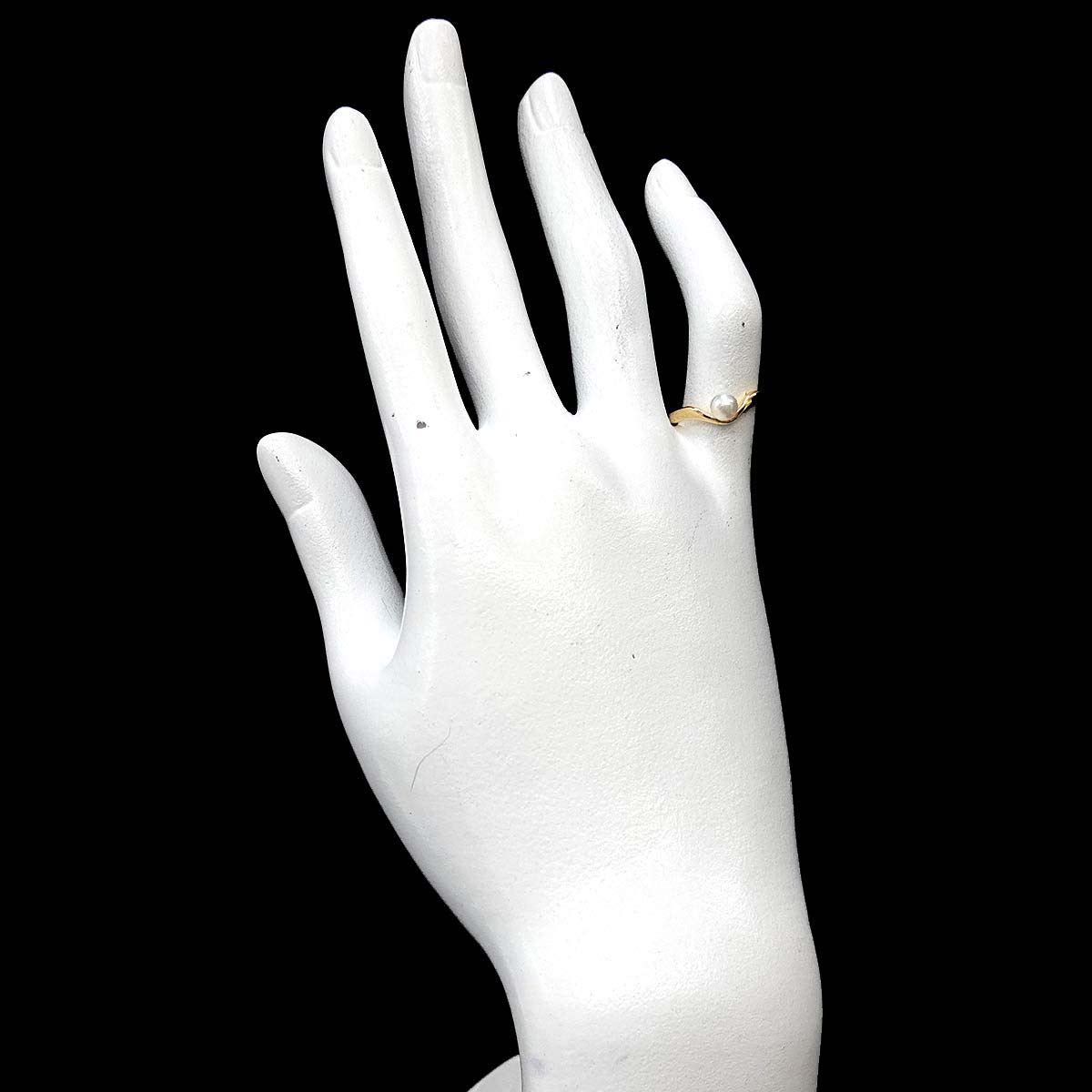 Akoya Pearl 4.5mm Diamond Ring 18K YG 750 size4.5(US)