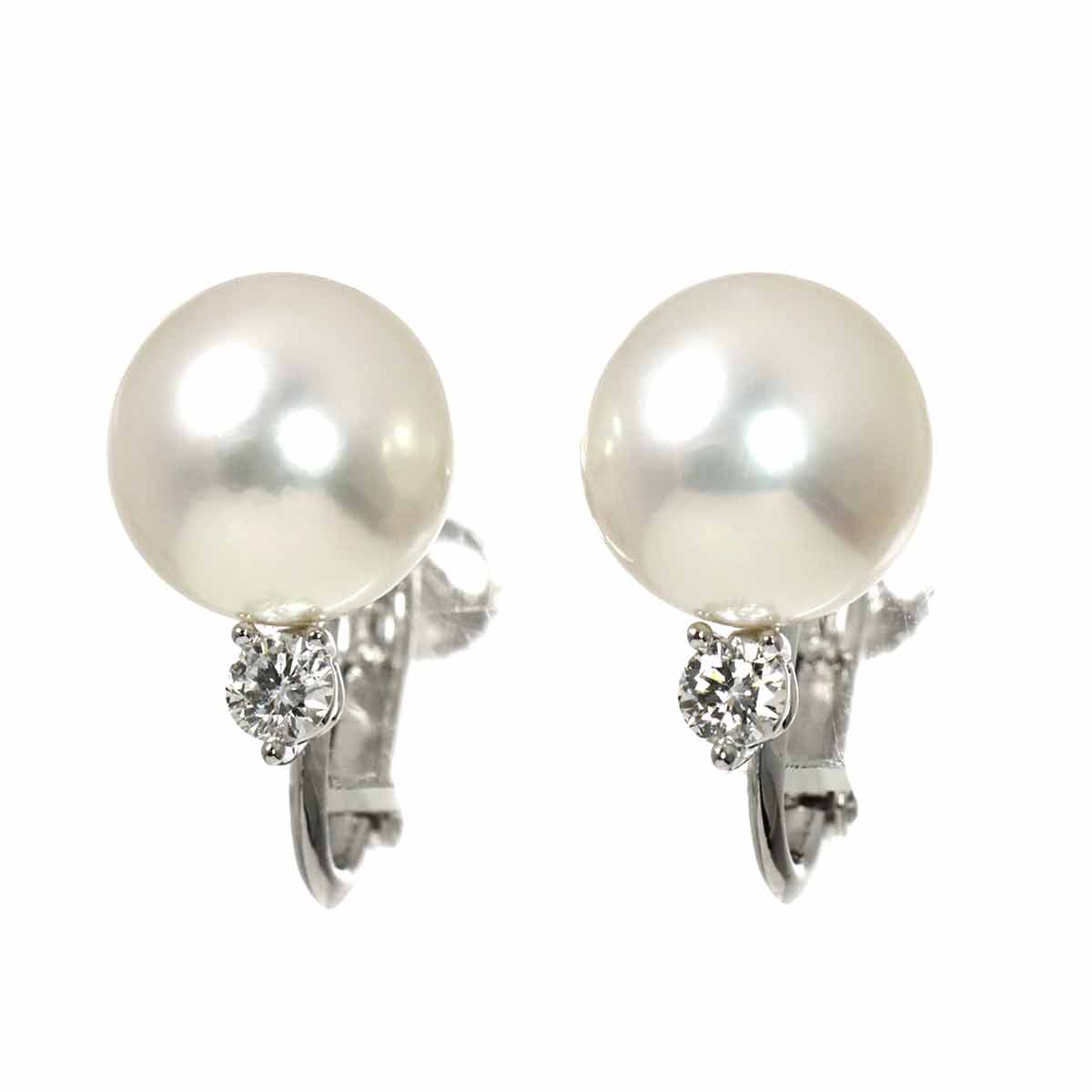 Akoya Pearl Diamond 0.07ct/0.07ct Earrings Clip on 18K WG 750