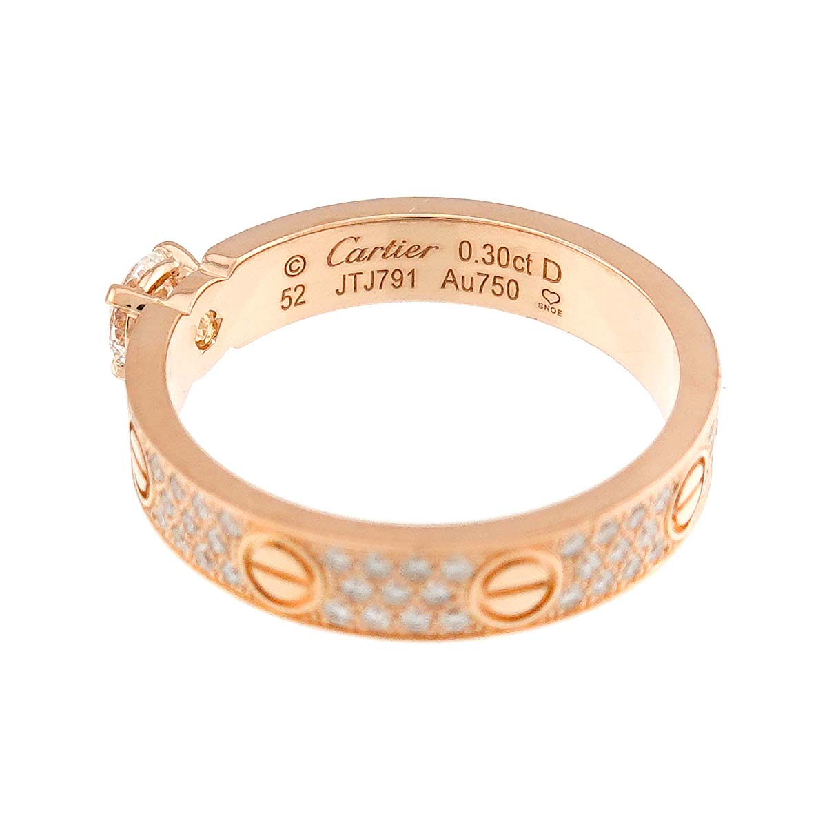 Love Diamond 0.30ct G/VVS1/3EX Ring 18K PG 750 size52 6(US)