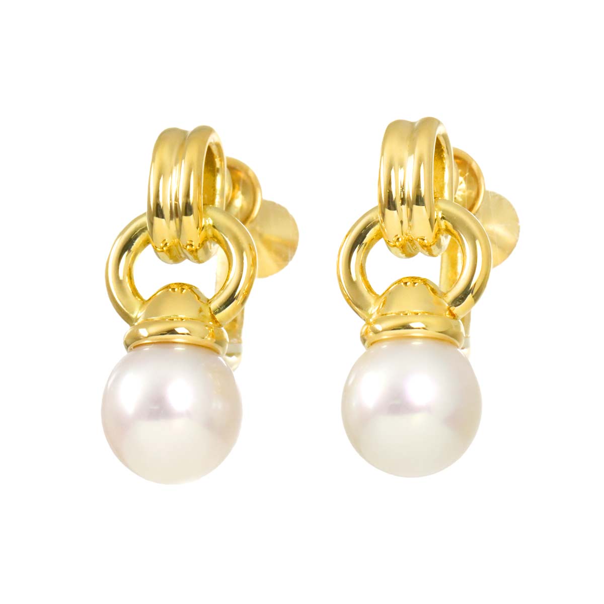 Akoya Pearl 7.8mm Earrings 18K Yellow Gold 750