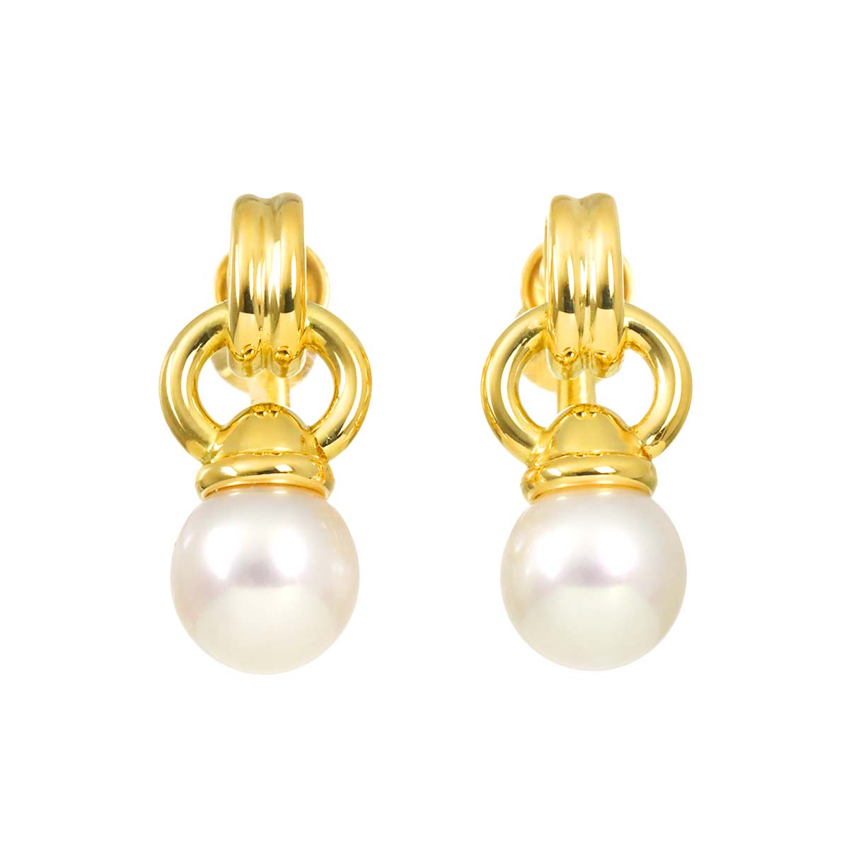 Akoya Pearl 7.8mm Earrings 18K Yellow Gold 750