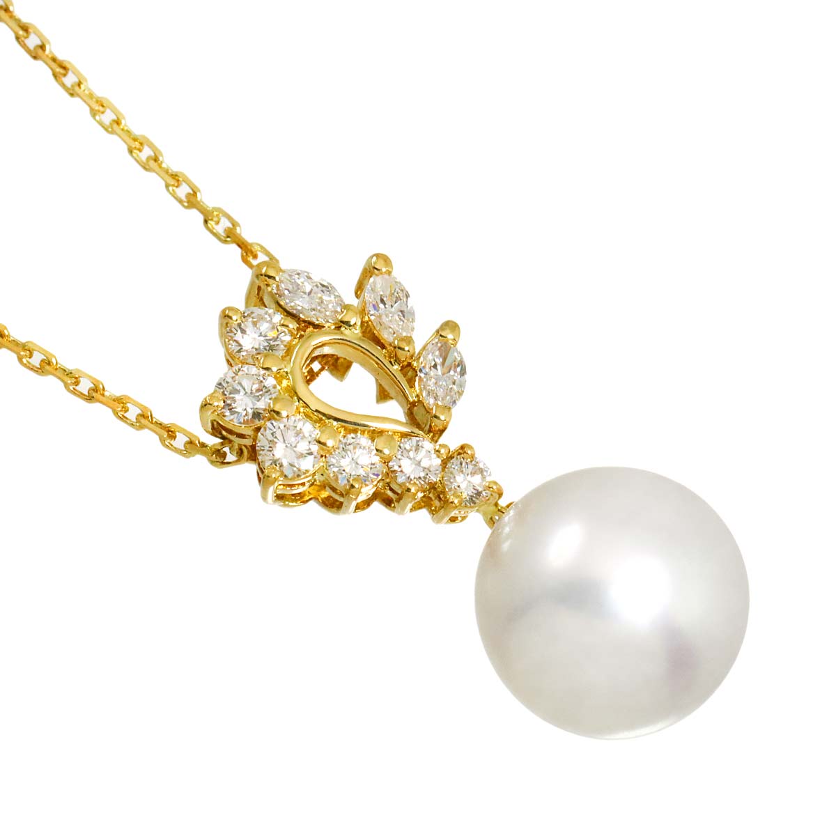 South Sea pearl 12.0mm Diamond 0.66ct Necklace 18K YG 750