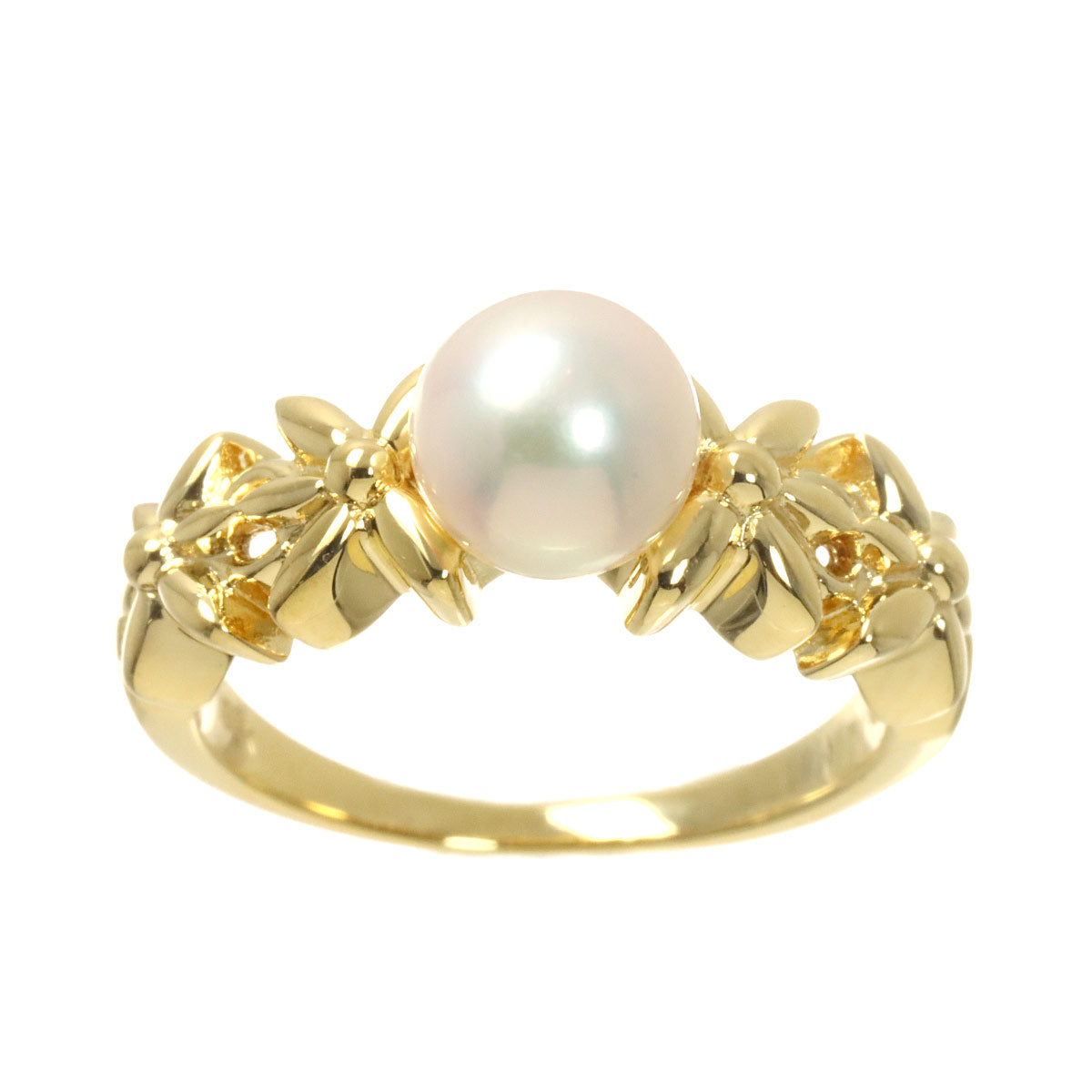 Akoya Pearl 6.4mm Ring 18K YG 750 size4.5(US)