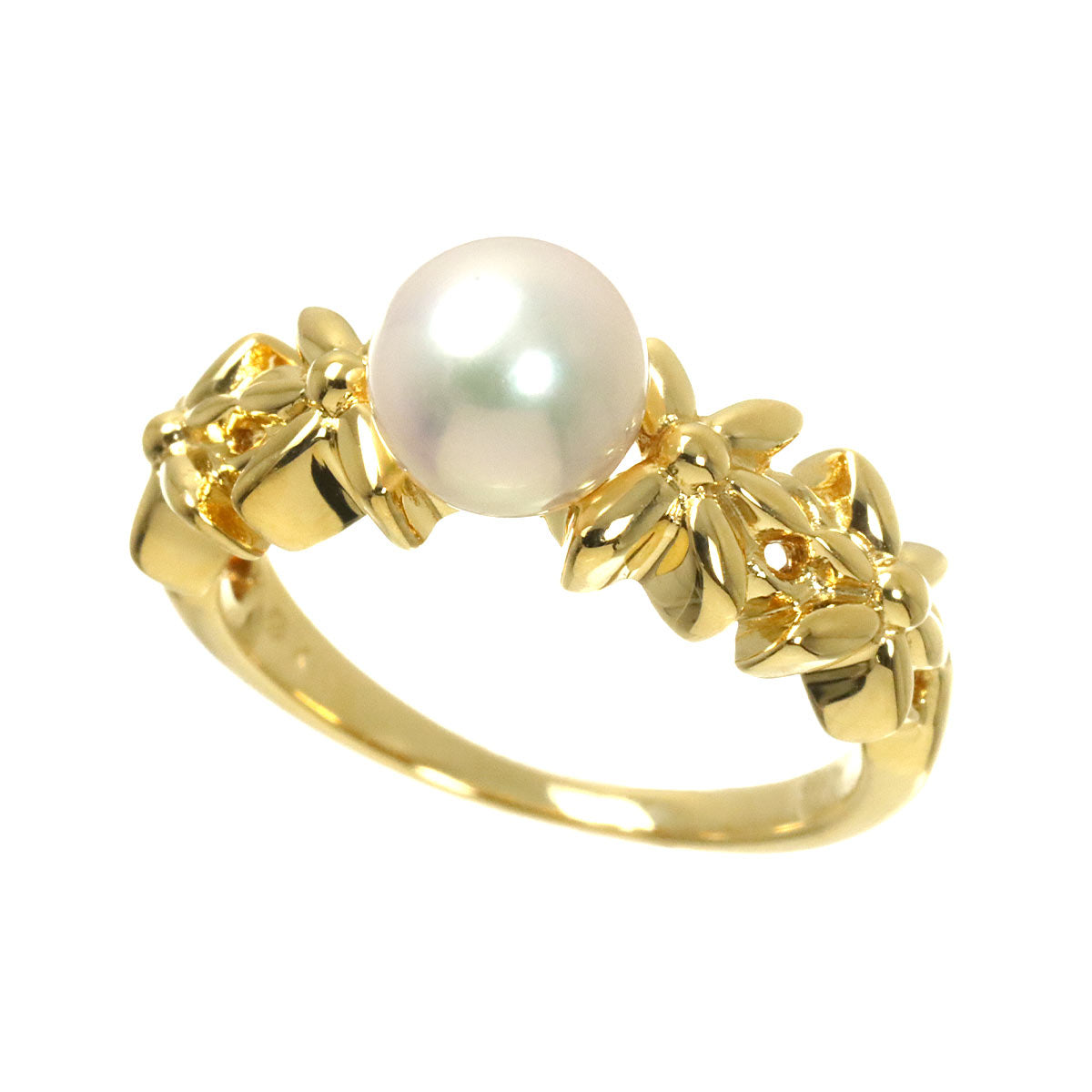 Akoya Pearl 6.4mm Ring 18K YG 750 size4.5(US)