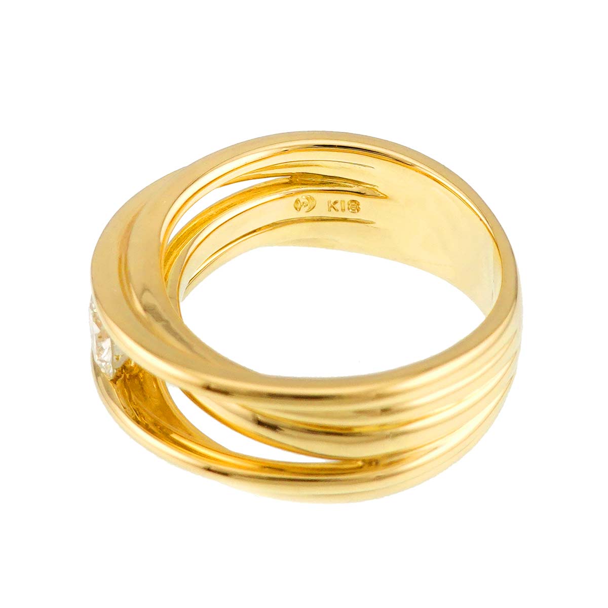 Diamond 0.38ct Ring 18K YG 750 Size4.5-4.75(US)