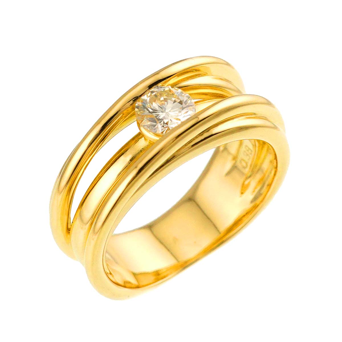 Diamond 0.38ct Ring 18K YG 750 Size4.5-4.75(US)