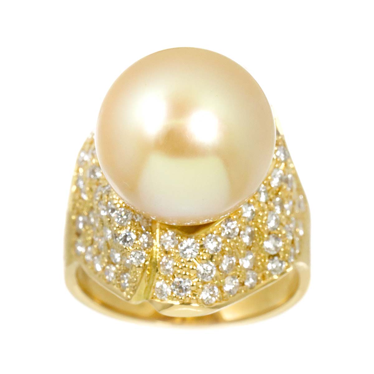 South Sea pearl 13.2mm Diamond 1.41ct Ring 18K YG 750 size5.75-6(US)