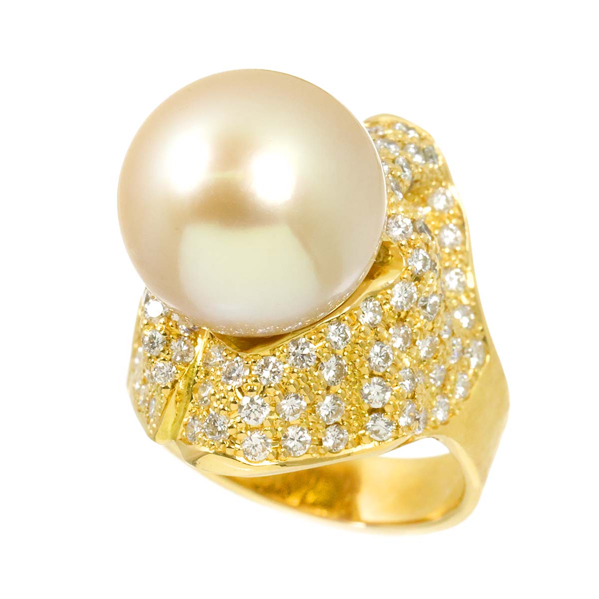 South Sea pearl 13.2mm Diamond 1.41ct Ring 18K YG 750 size5.75-6(US)
