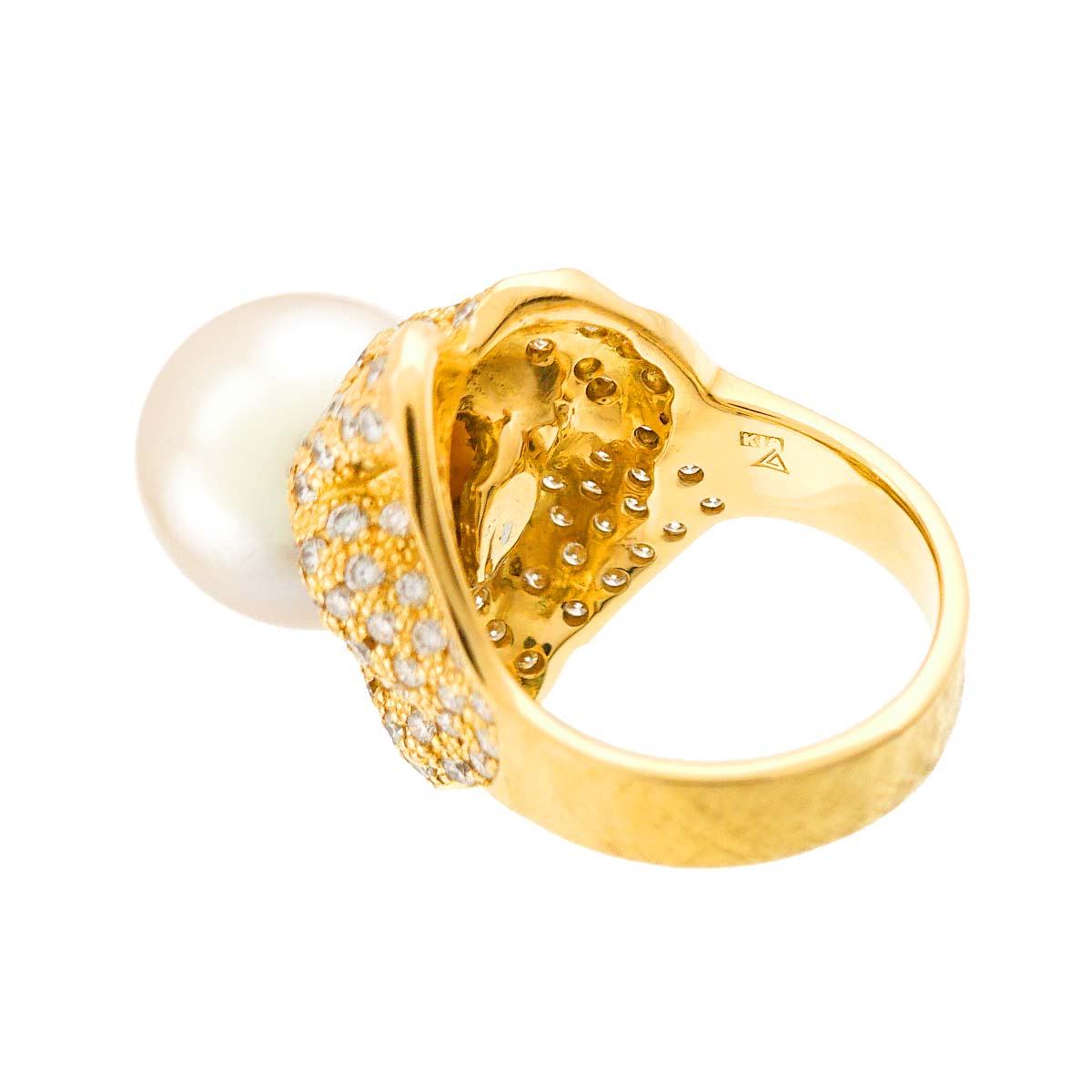 South Sea pearl 13.2mm Diamond 1.41ct Ring 18K YG 750 size5.75-6(US)