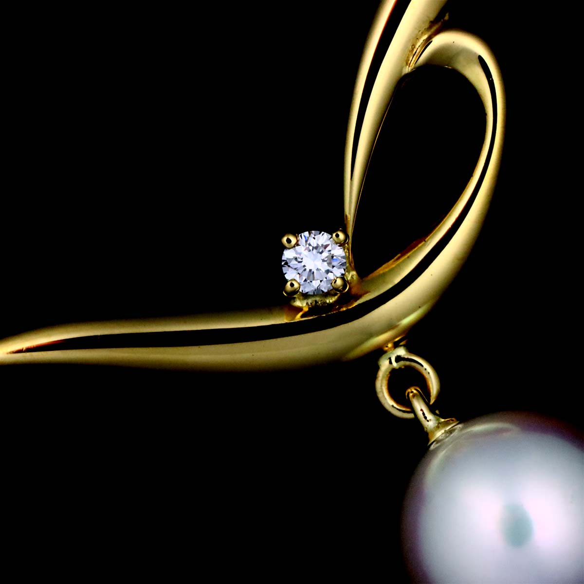 Akoya Pearl 7.3mm Diamond Necklace 18K Yellow Gold 750
