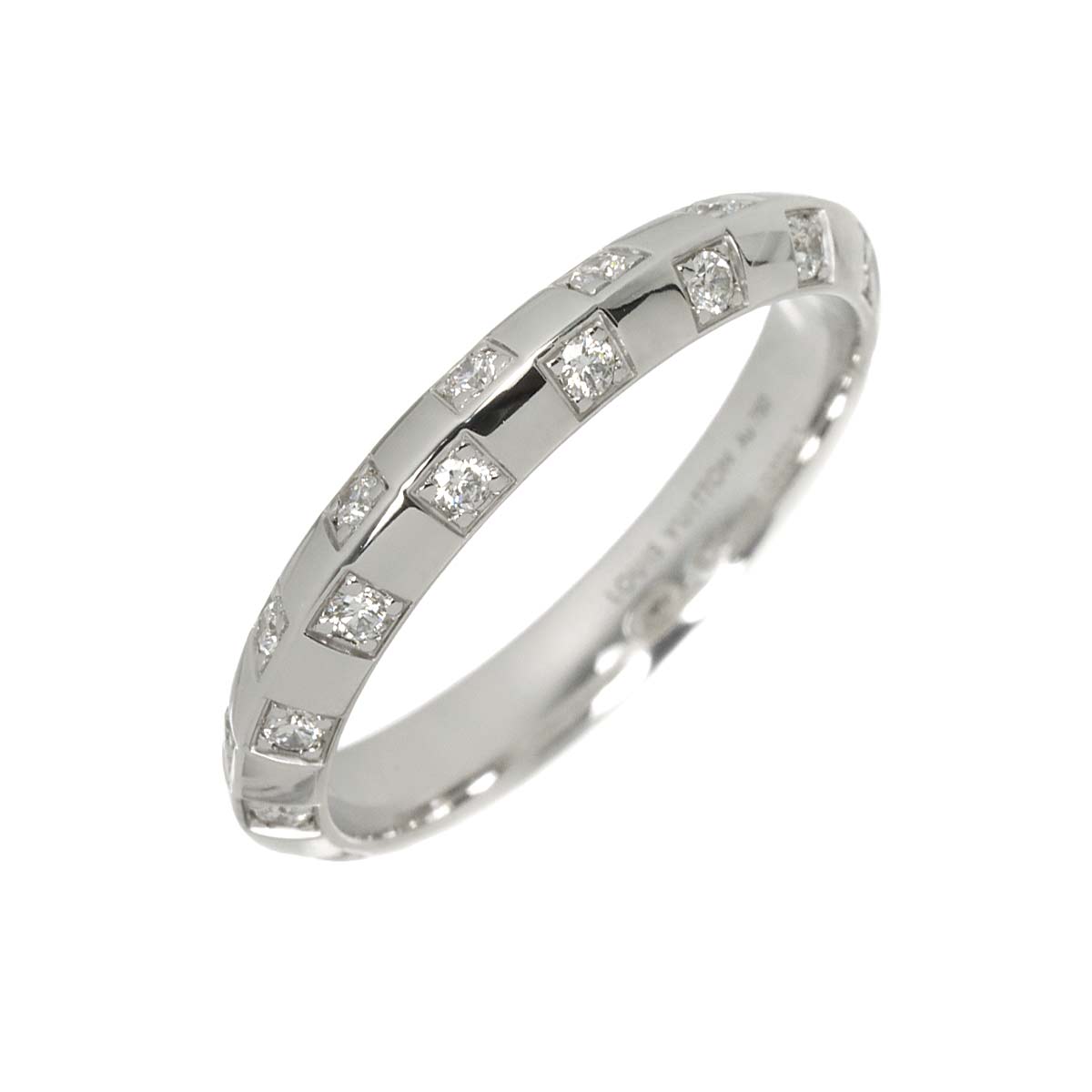 Damier Diamond Ring 18K WG 750 size56 7.25-7.5(US)