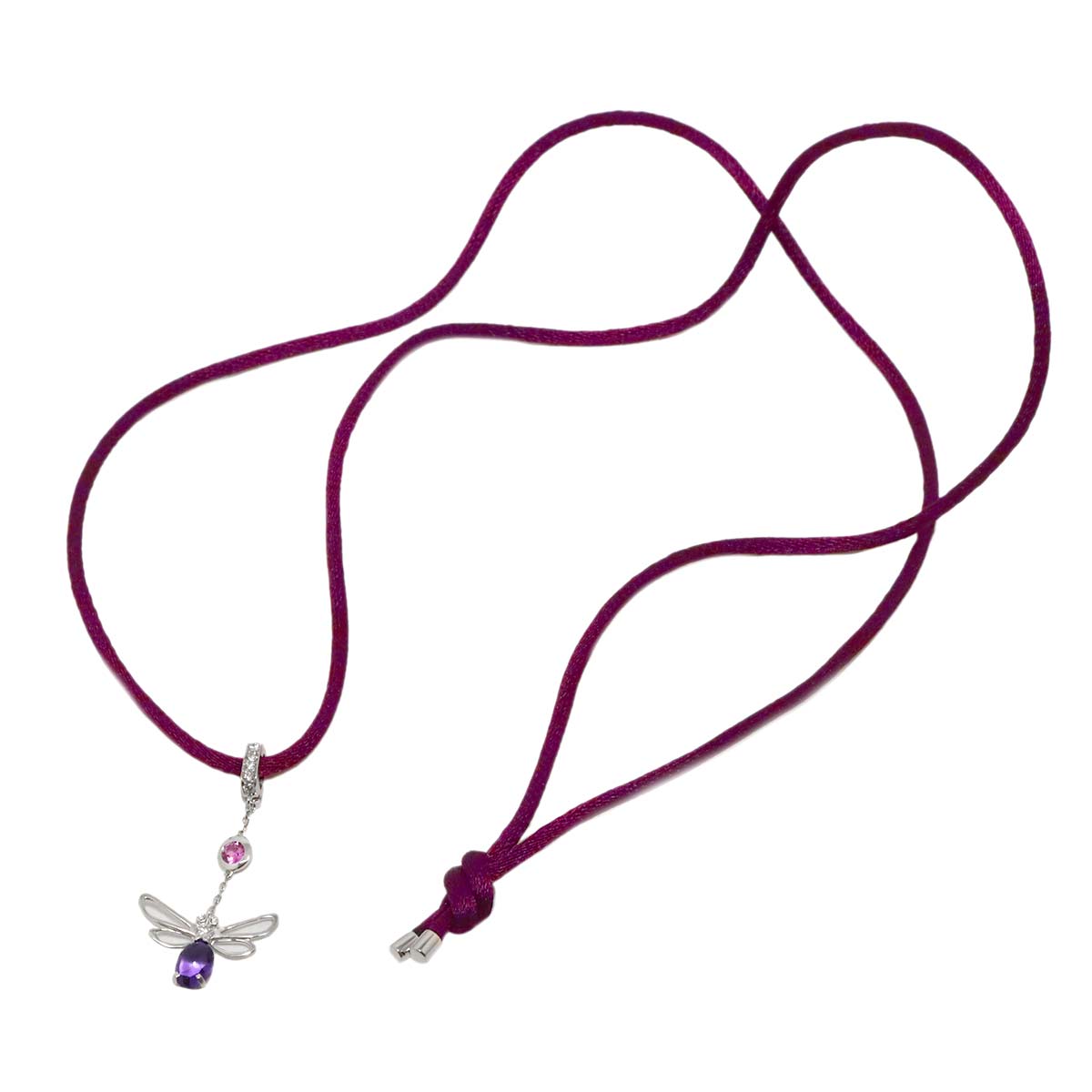 Attrapmore Amethyst Sapphire Diamond Necklace 18K WG 750
