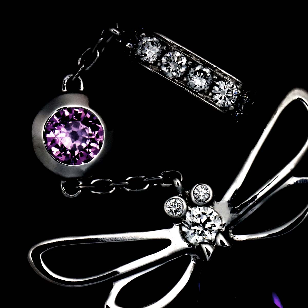Attrapmore Amethyst Sapphire Diamond Necklace 18K WG 750