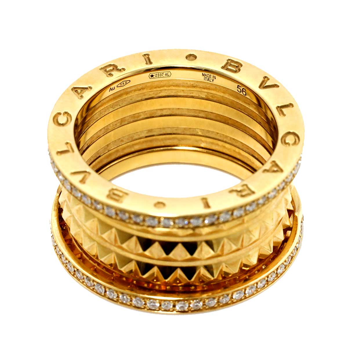 B-ZERO1 Rock 4band Diamond Ring 18K YG 750 Size56 7.25(US)
