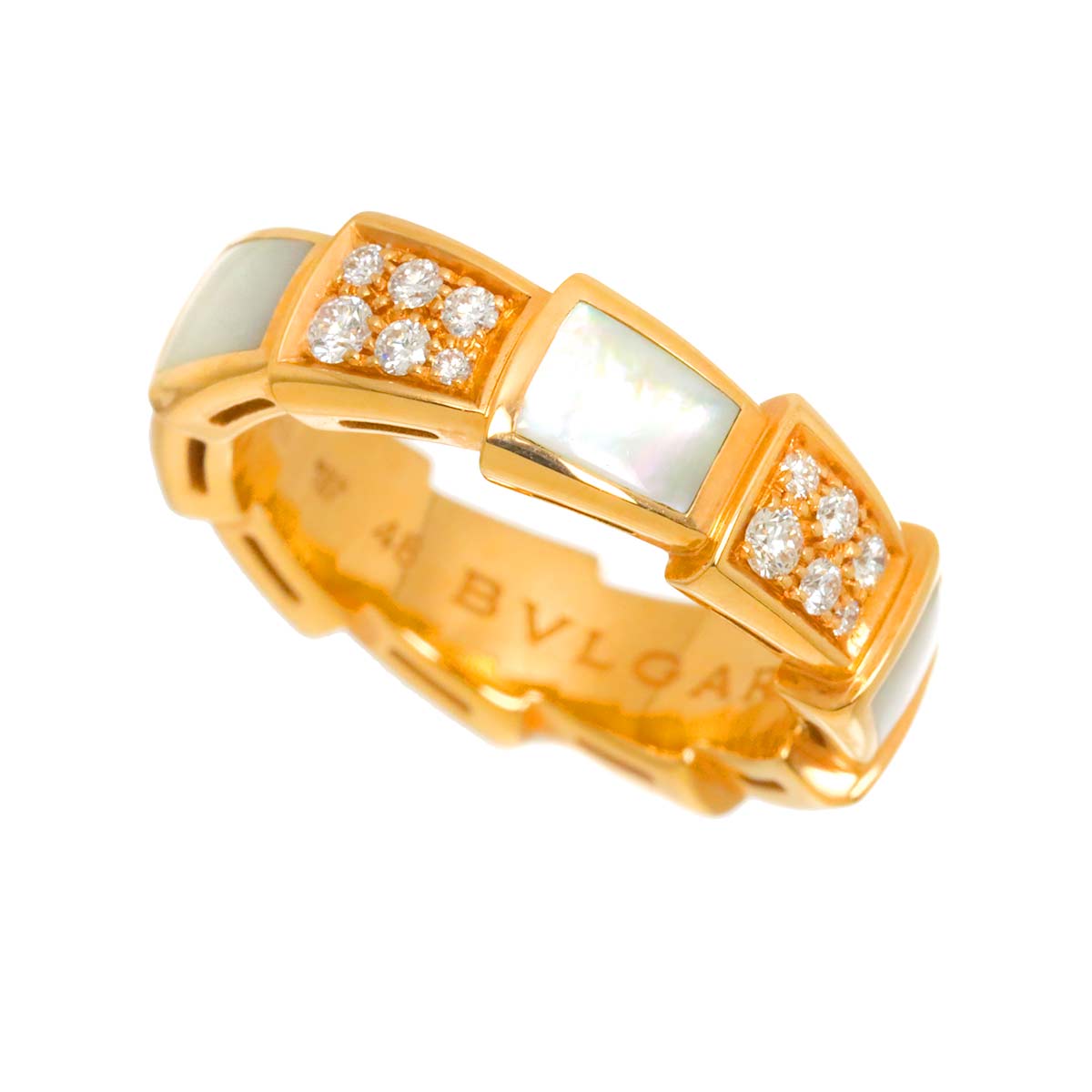 Serpenti Viper Diamond MOP Ring 18K PG 750 size48 4.5(US)