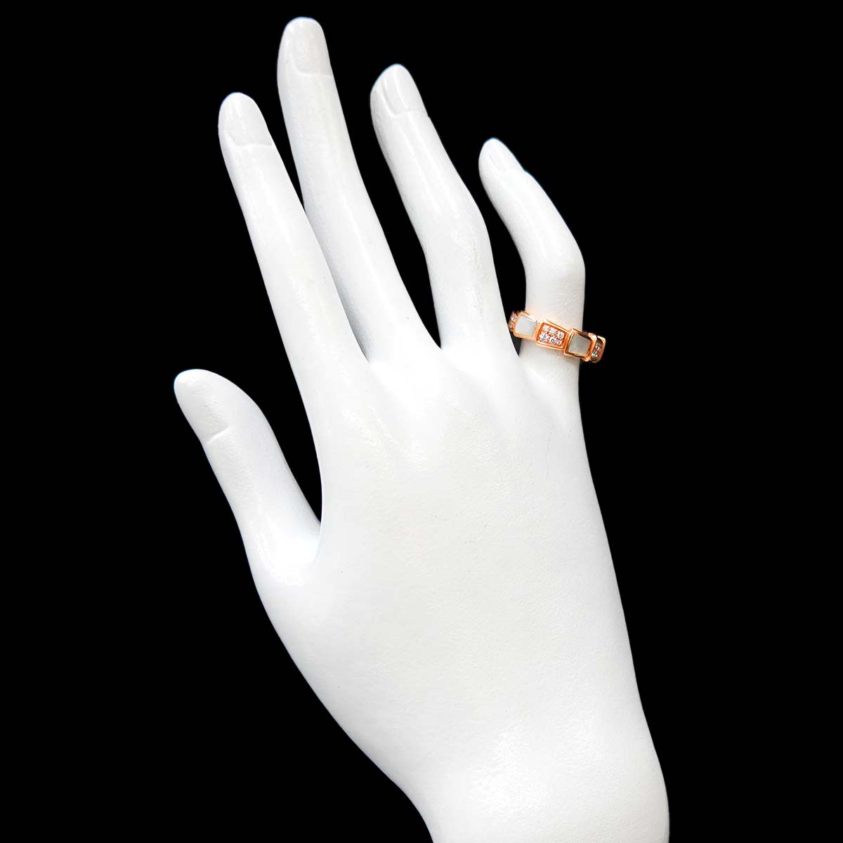 Serpenti Viper Diamond MOP Ring 18K PG 750 size48 4.5(US)