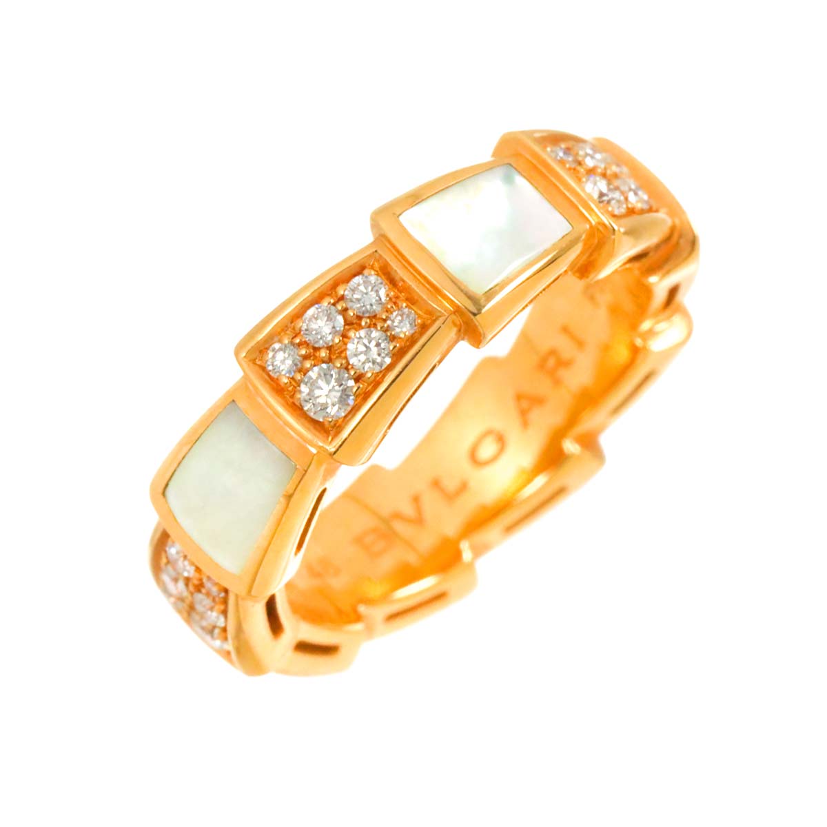 Serpenti Viper Diamond MOP Ring 18K PG 750 size48 4.5(US)