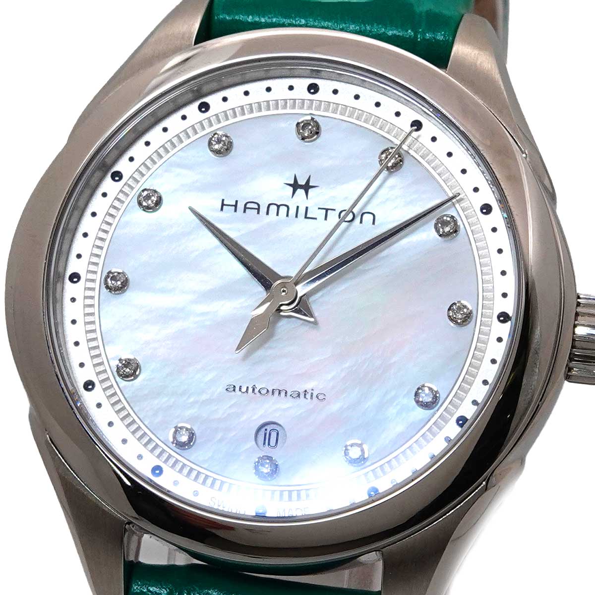 Jazzmaster Lady H322750 12P Diamond Automatic White Shell