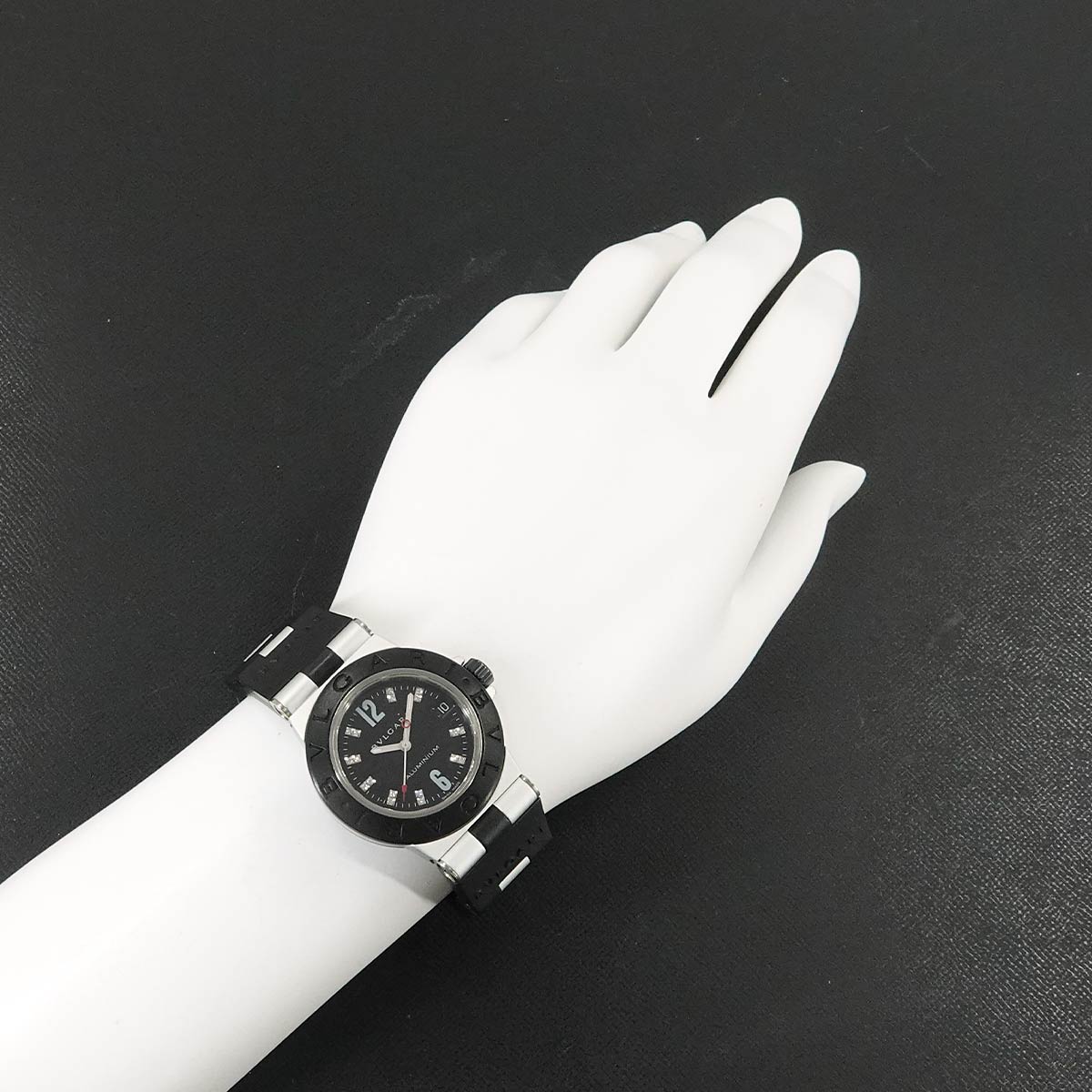 Aluminum AL32TA 18P Diamond Date Black Dial Ladies Watch