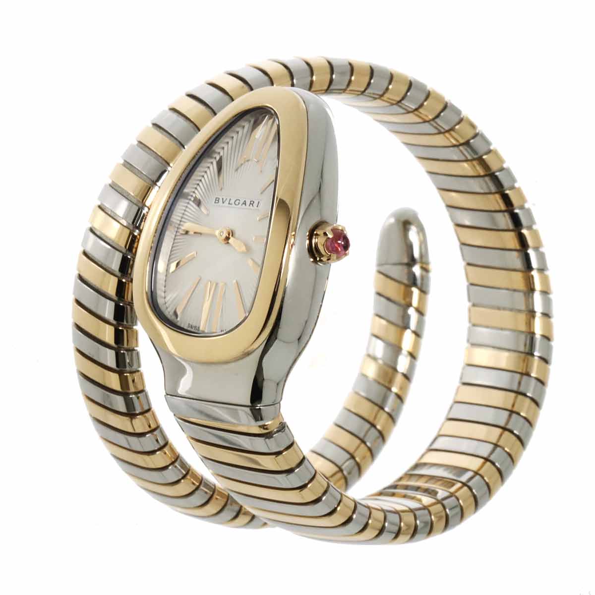 Serpenti Tubogas SP35SPG Quartz K18PG Quartz Silver Dial