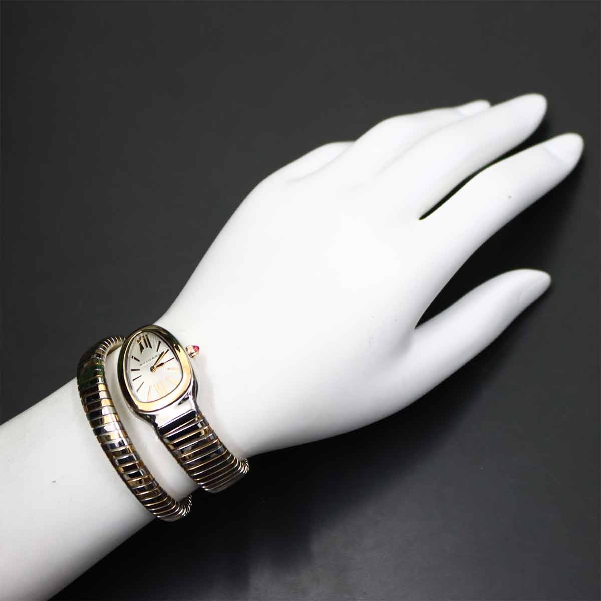 Serpenti Tubogas SP35SPG Quartz K18PG Quartz Silver Dial