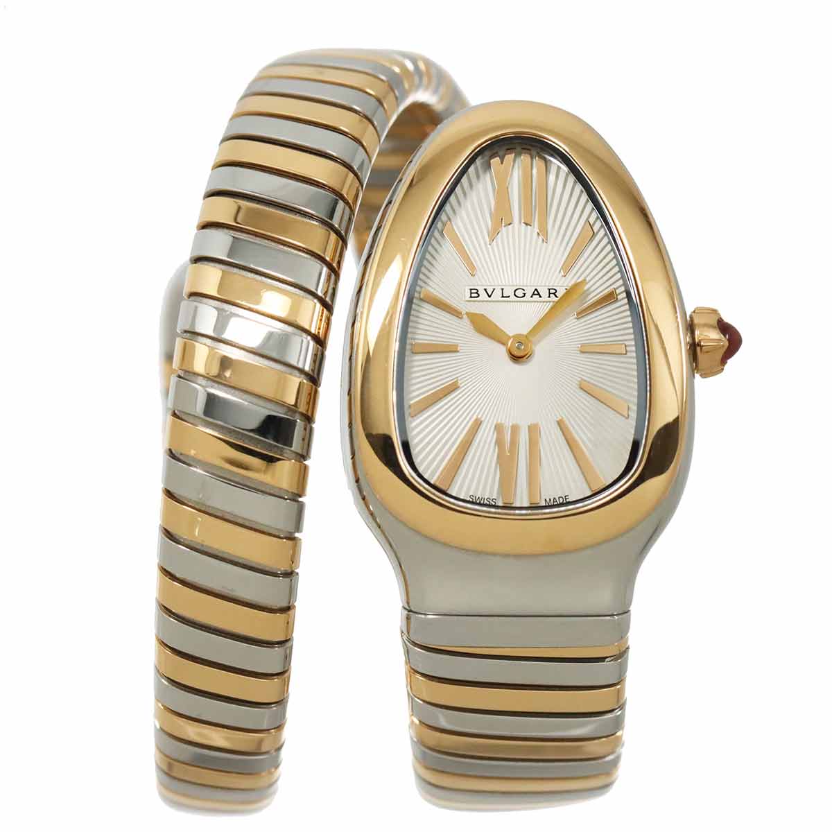Serpenti Tubogas SP35SPG Quartz K18PG Quartz Silver Dial
