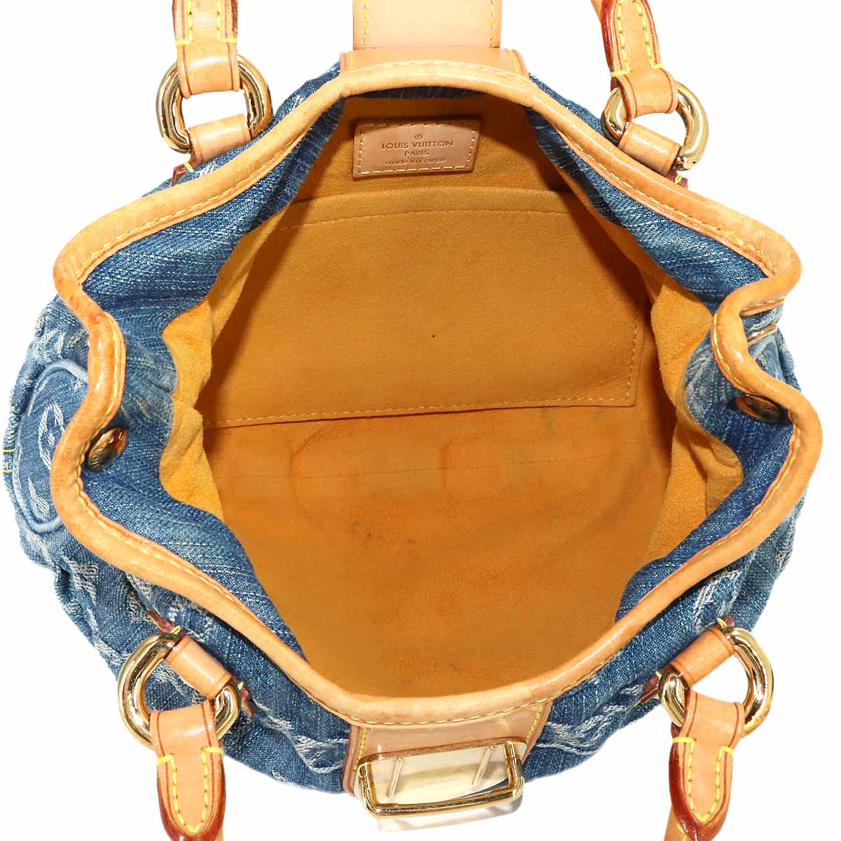 Monogram Denim Pleaty Hand Bag Canvas Blue M95020