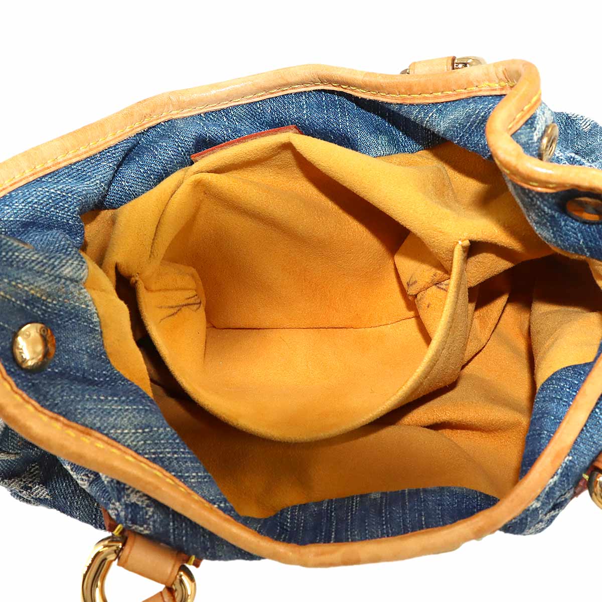 Monogram Denim Pleaty Hand Bag Canvas Blue M95020