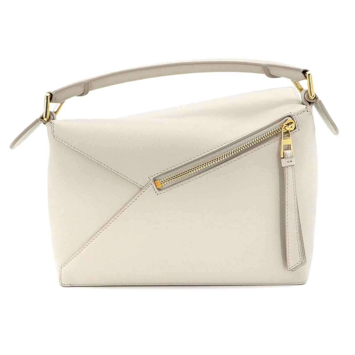 Pazzle Edge Bag Small Hand Shoulder Bag Leather Light gray
