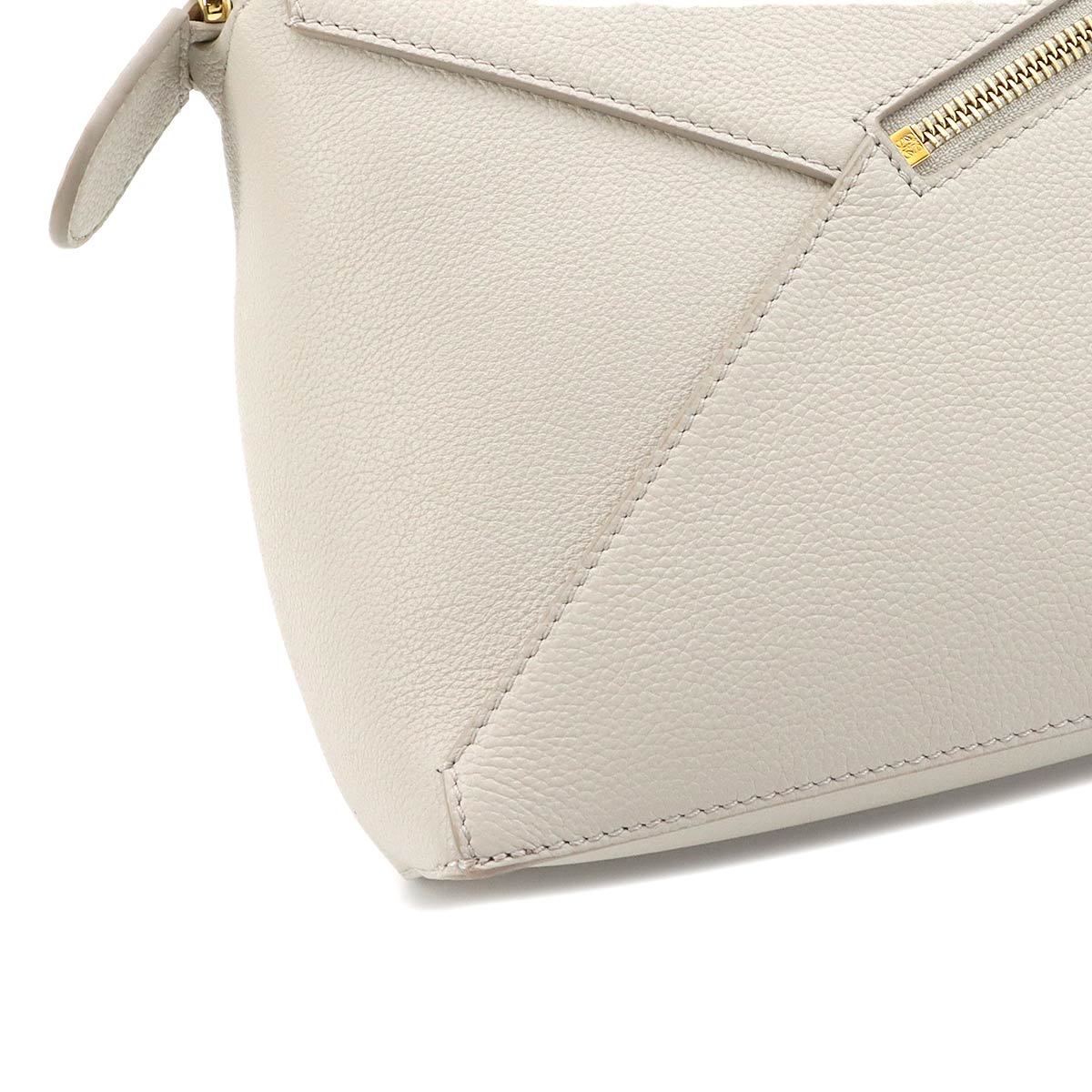 Pazzle Edge Bag Small Hand Shoulder Bag Leather Light gray