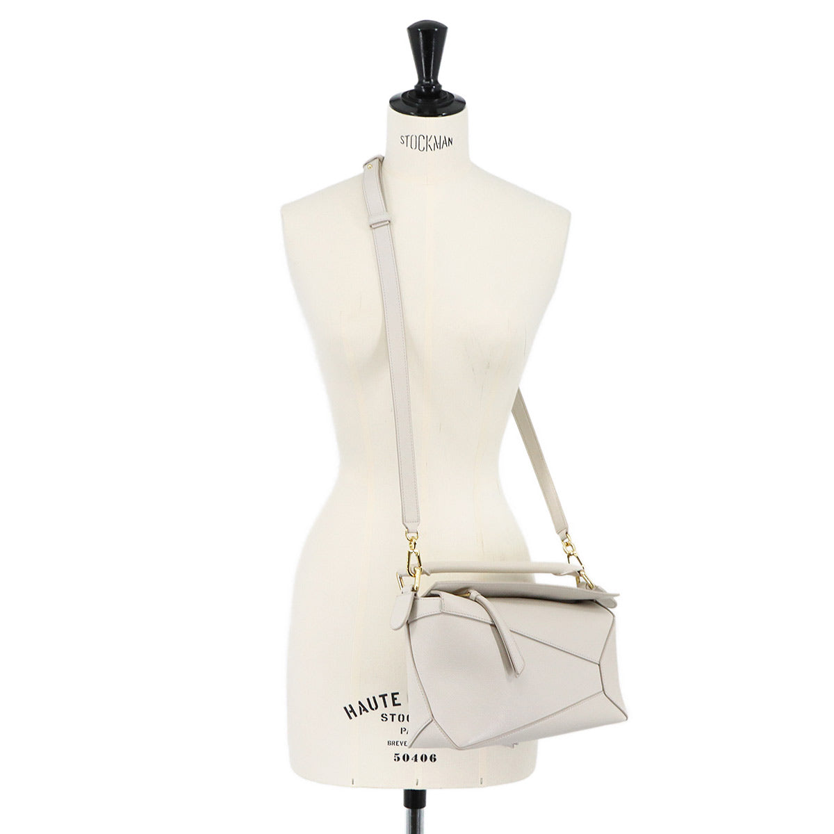 Pazzle Edge Bag Small Hand Shoulder Bag Leather Light gray