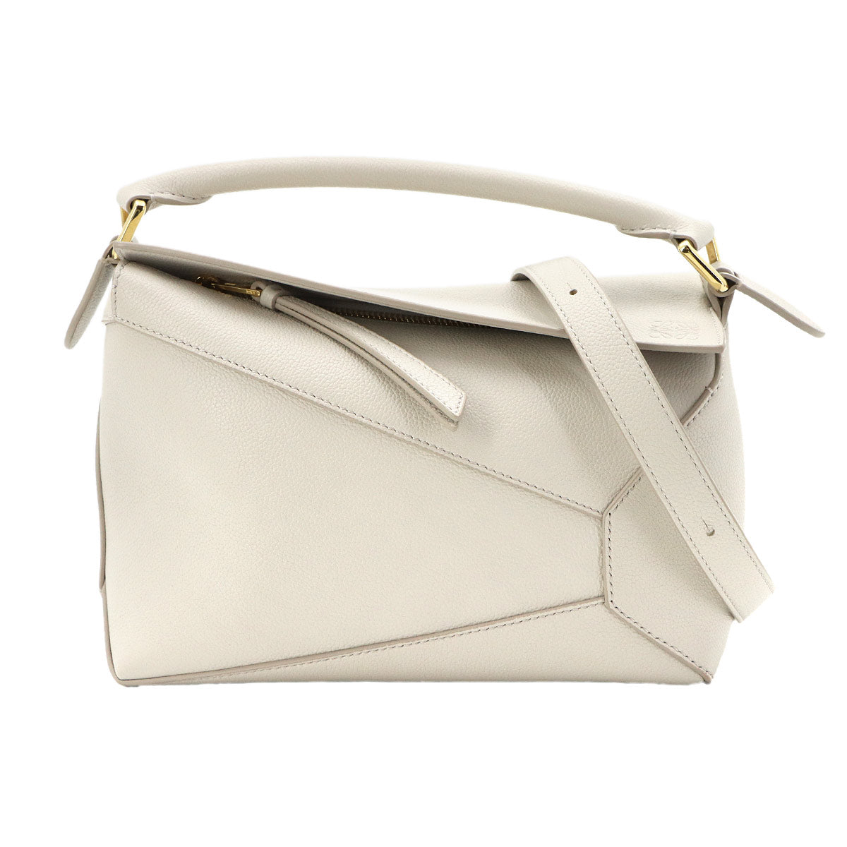 Pazzle Edge Bag Small Hand Shoulder Bag Leather Light gray