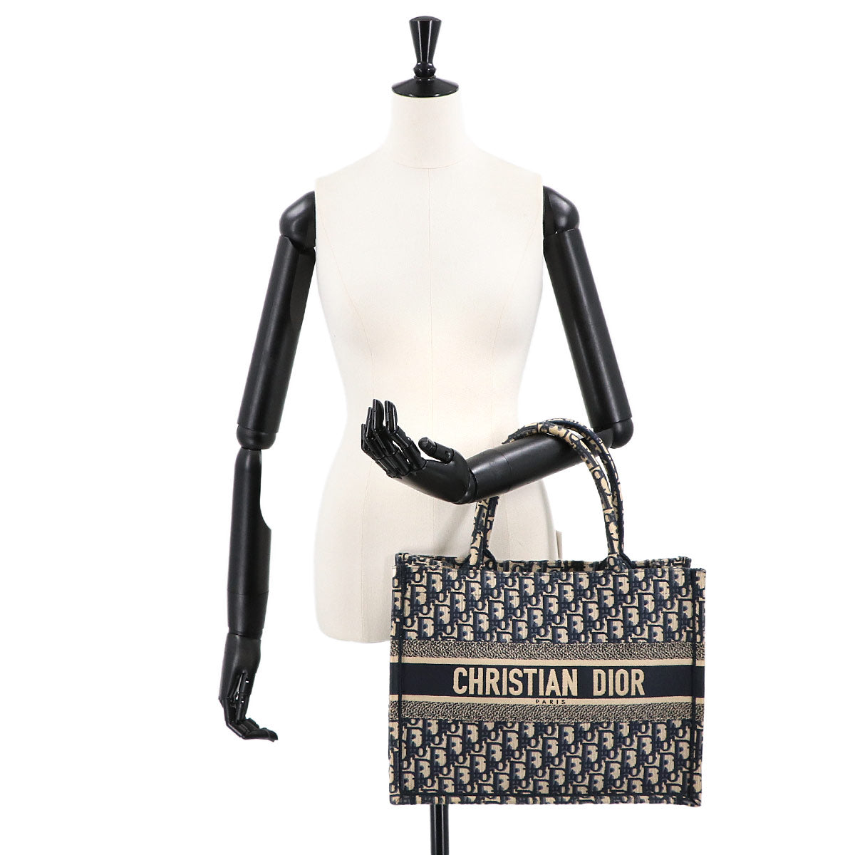 Oblique Book Tote Medium Bag Canvas Navy M1296ZRIW