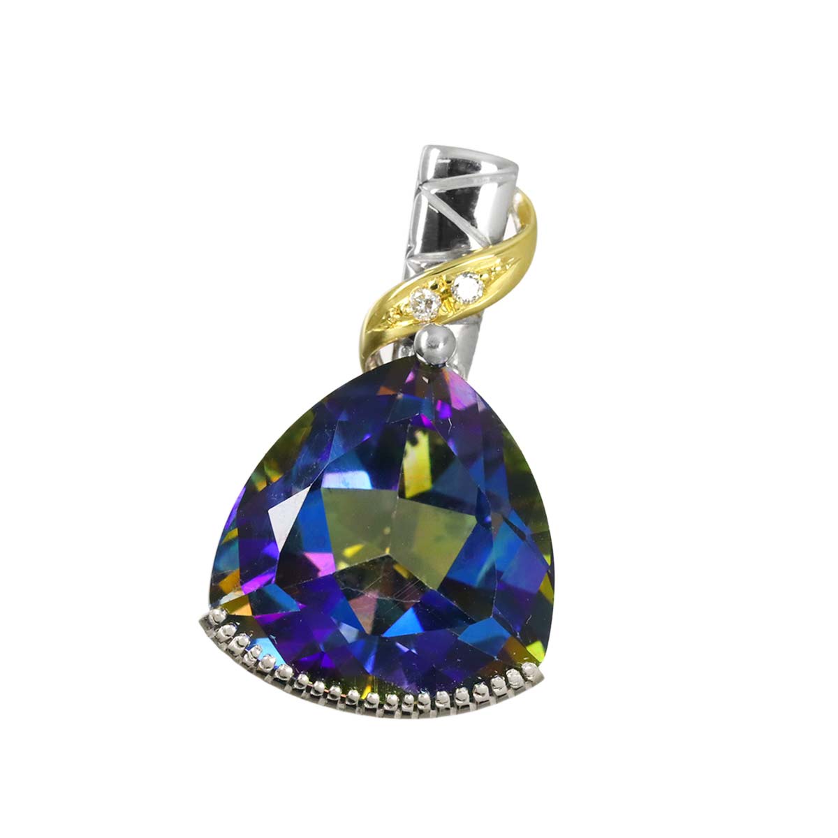 Topaz 11.74ct Diamond 0.02ct Pendant Top 18K WG YG 750