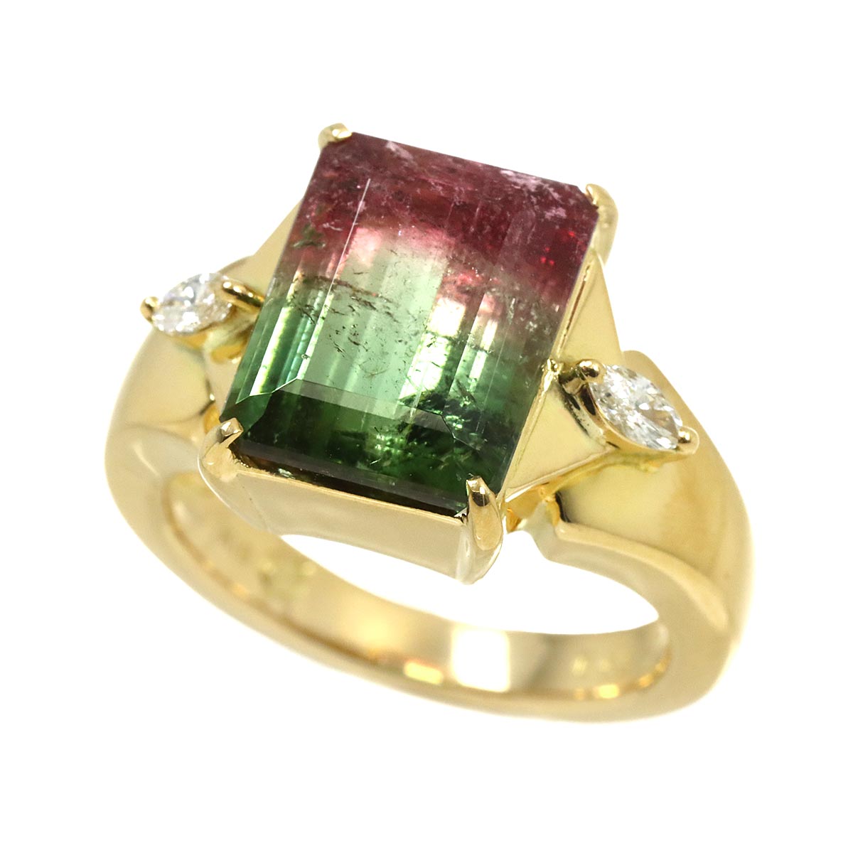 Tourmaline 6.55ct Diamond 0.16ct Ring 18K YG 750 Size6-6.25(US)