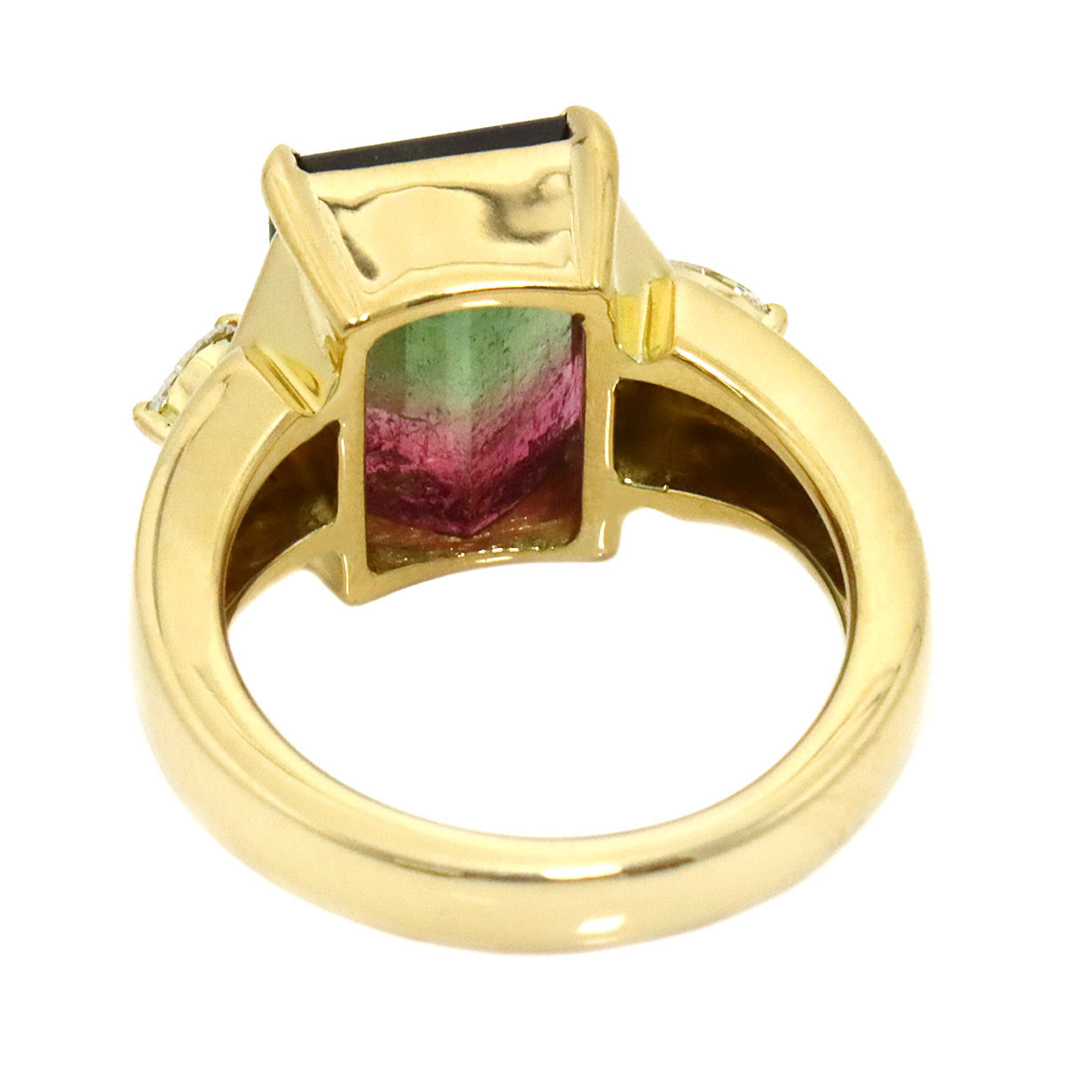 Tourmaline 6.55ct Diamond 0.16ct Ring 18K YG 750 Size6-6.25(US)