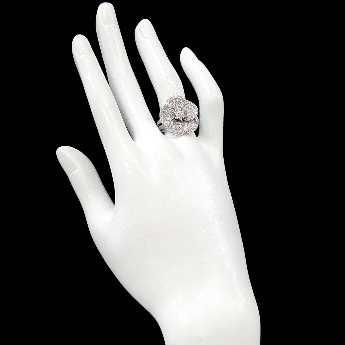 Diamond 1.10ct Ring 18K K18 WG White Gold size6.75-7.25(US)