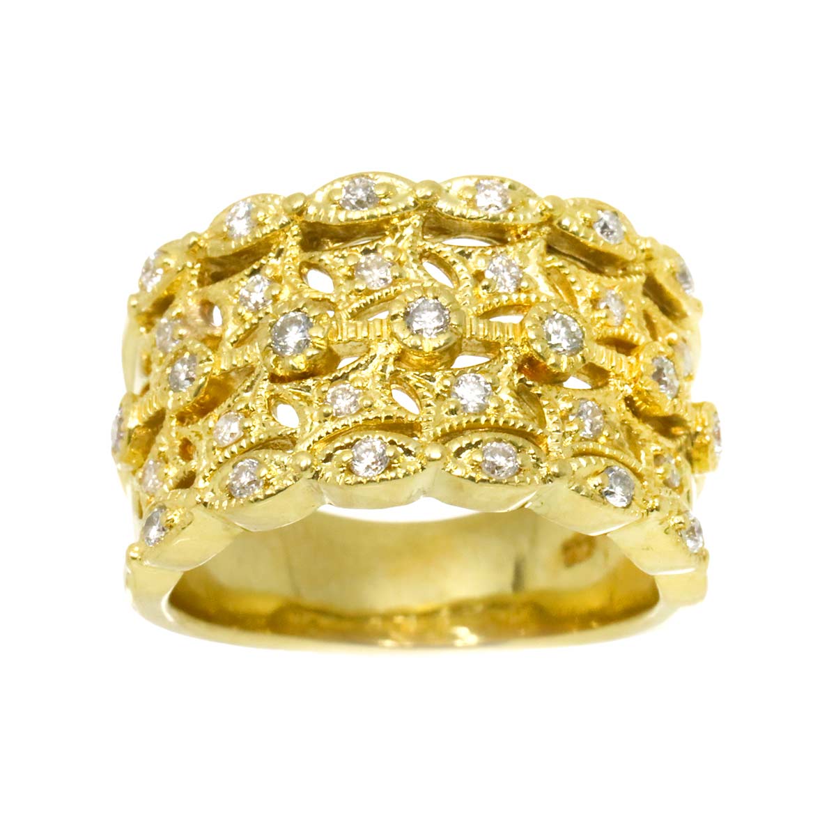 Diamond 0.50ct Ring 18K YG Yellow Gold 750 Size5.75-6(US)