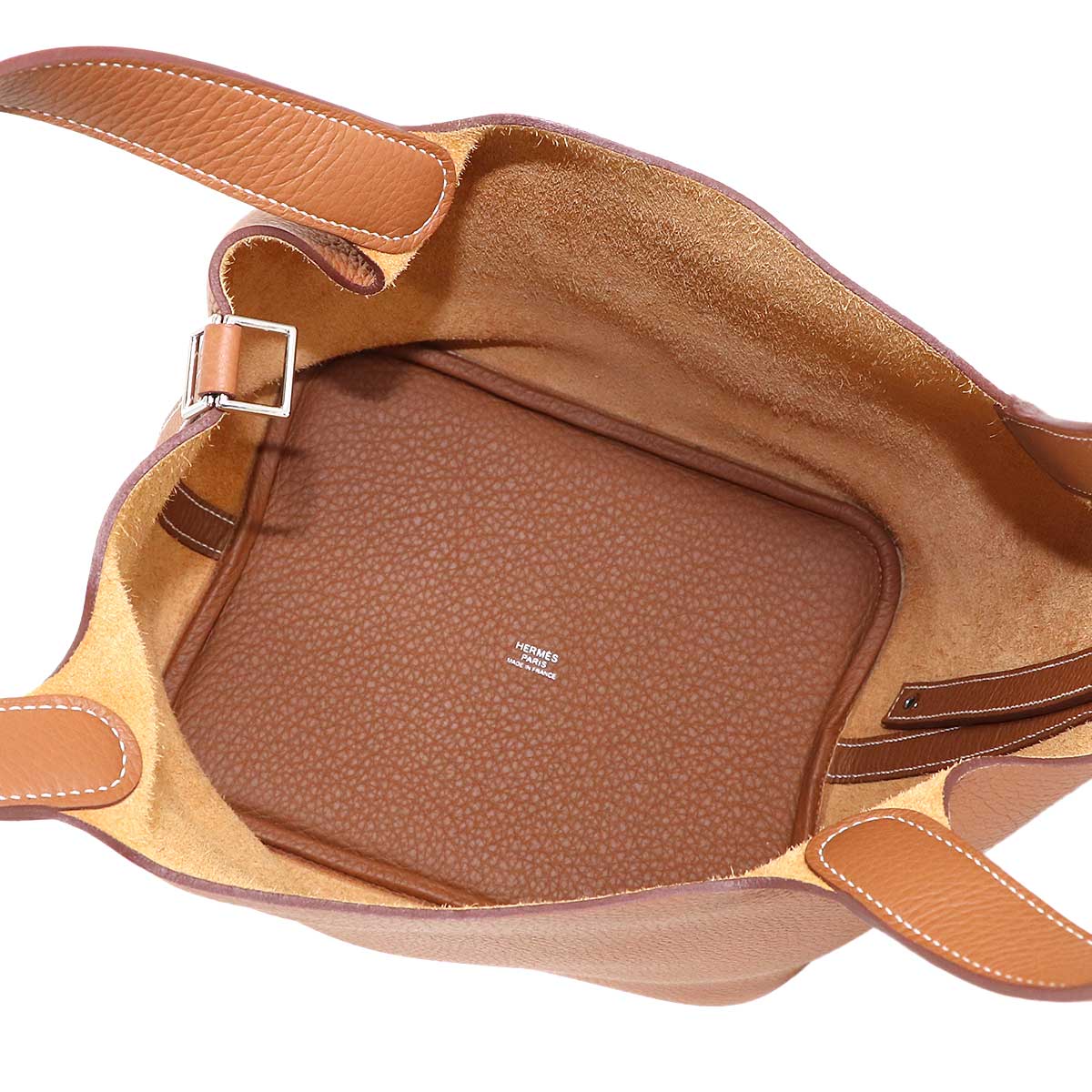 Picotin Lock MM Hand Bag Taurillon Clemence Gold Purse